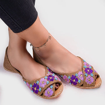 Peshawari Cut Khussa with Jute Finish For Women